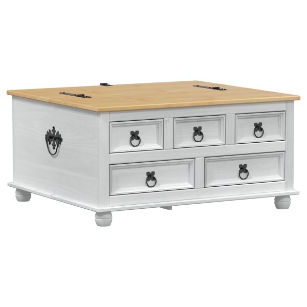 storage box с рафт Бяло 90 x 78 x 45 см Солидно борово дърво