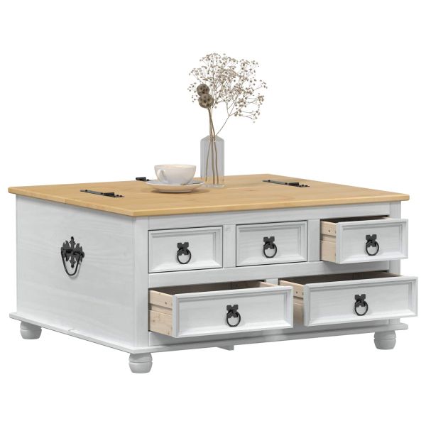 storage box с рафт Бяло 90 x 78 x 45 см Солидно борово дърво