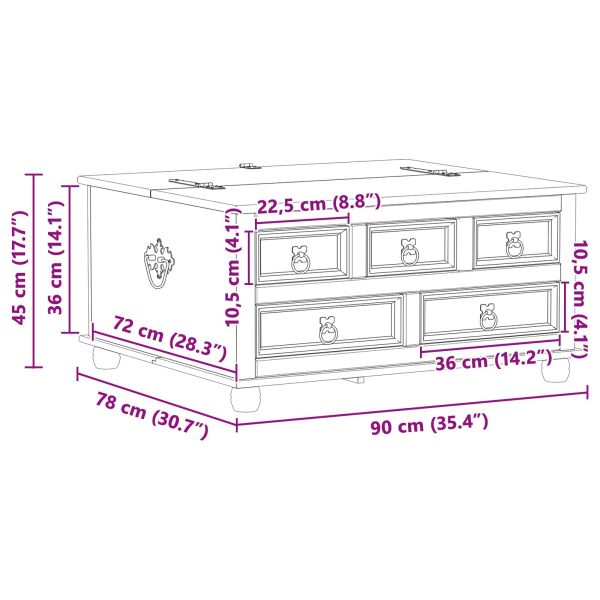storage box с рафт Бяло 90 x 78 x 45 см Солидно борово дърво
