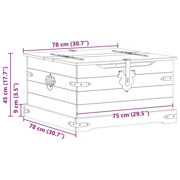 storage box с рафт Бяло 78 x 78 x 45 см Солидно борово дърво
