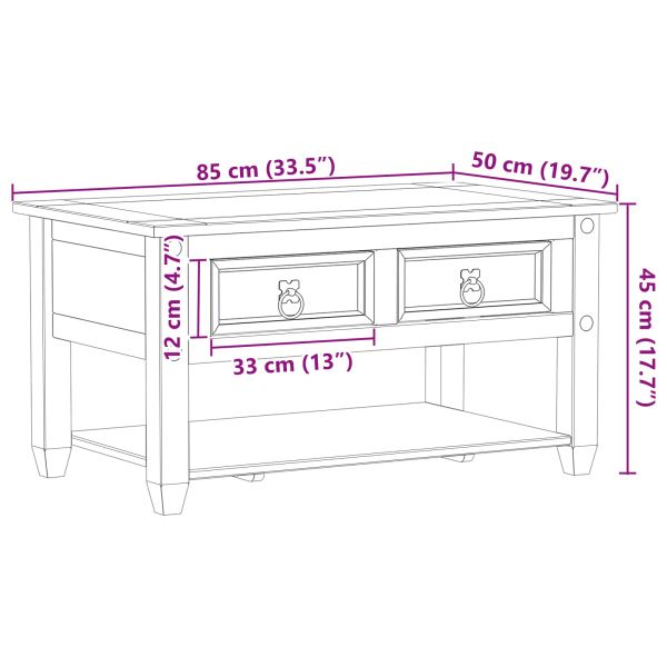 Масичка за кафе Бяло 85 x 50 x 45 см Солидно борово дърво