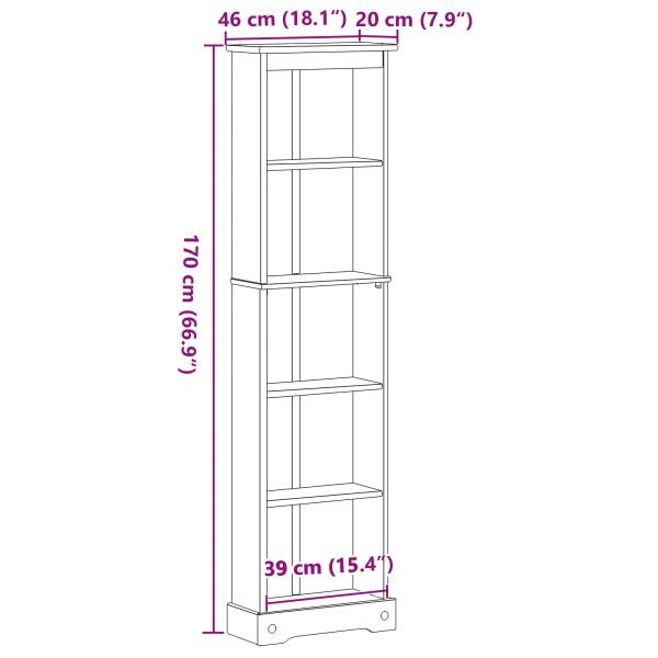 Библиотека Бяло 46 x 20 x 170 см Солидно борово дърво