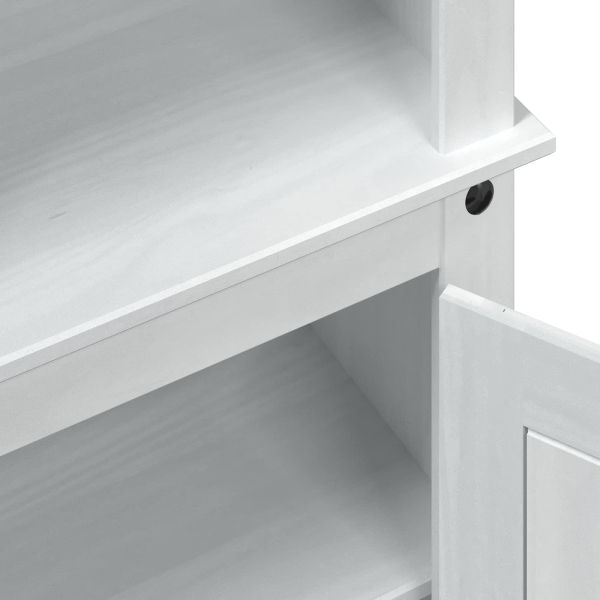 Шкаф за обувки Бяло 86 х 38,5 х 108 см Солидно борово дърво