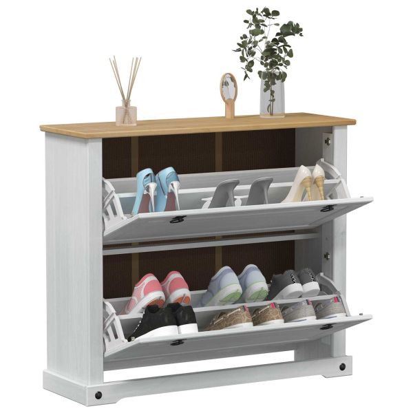 Шкаф за обувки Corona Бяло 99 x 32 x 85 см Солидно борово дърво