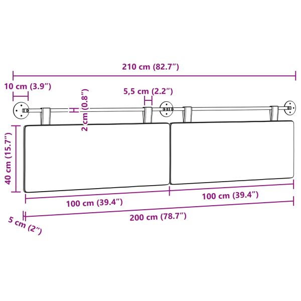 Висяща табла Светлозелено сиво 210 x 55 x 5 см Кордюрова тъкан