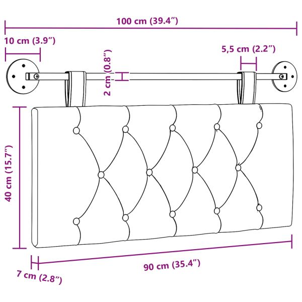 Висяща табла Монтиране на стена Крем 100 x 55 x 7 см Кадифе