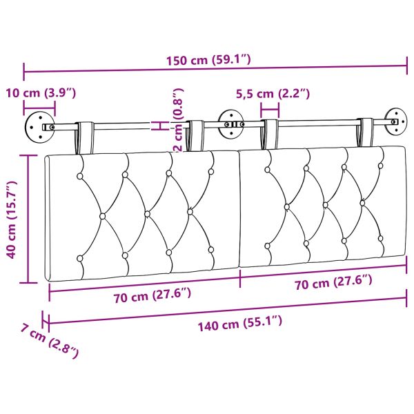Висяща табла Светло зелено 150 x 55 x 7 см Кадифе