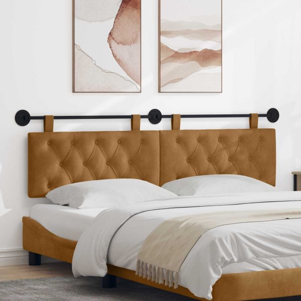 Висяща табла Монтиране на стена Кафяво 190 x 55 x 7 см Кадифе