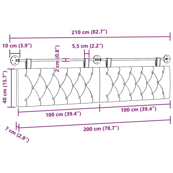 Висяща табла Светлосиво 210 x 55 x 7 см Кадифе