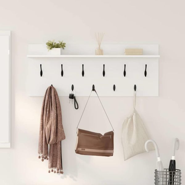 Стенен закачалка за палта Бяло 100 x 40 x 12 см Инженерно дърво