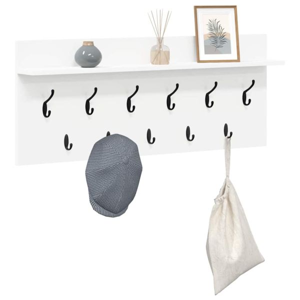 Стенен закачалка за палта Бяло 100 x 40 x 12 см Инженерно дърво