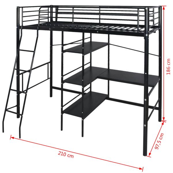 Легло с матрак Черно 200 x 90 см Метал