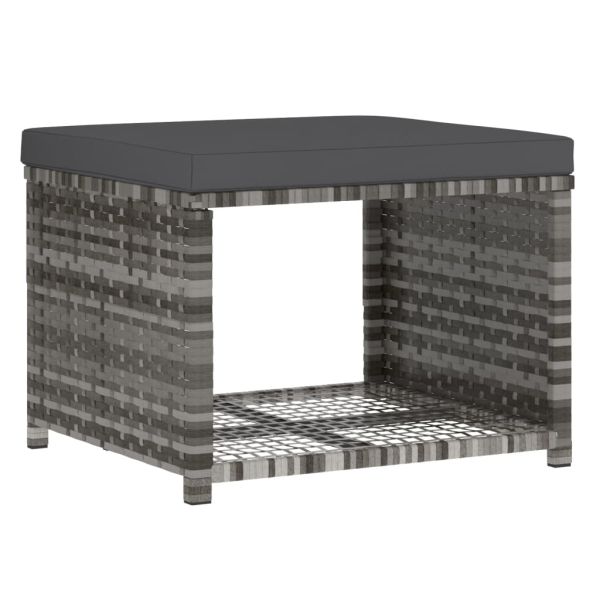 Градински трапезен комплект 4 части с възглавници сив полиратан