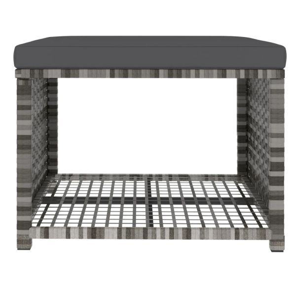 Градински трапезен комплект 4 части с възглавници сив полиратан