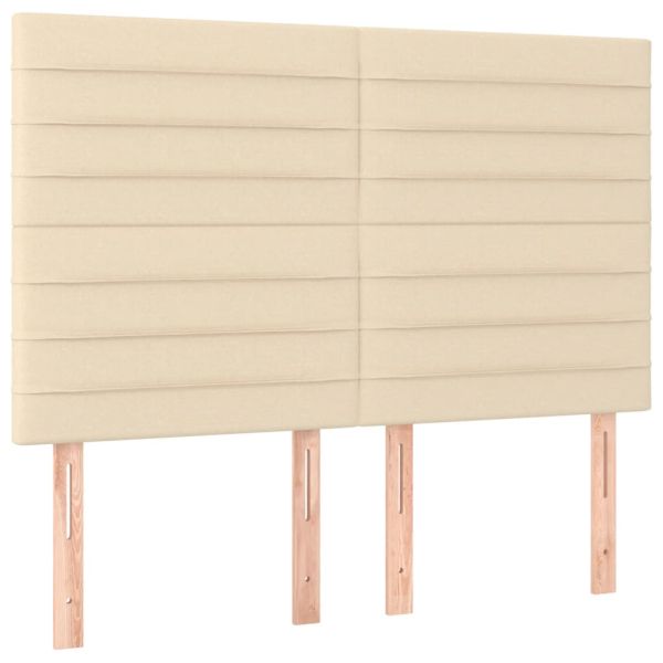 Боксспринг легло с матрак и LED, кремаво, 140x200 см, плат