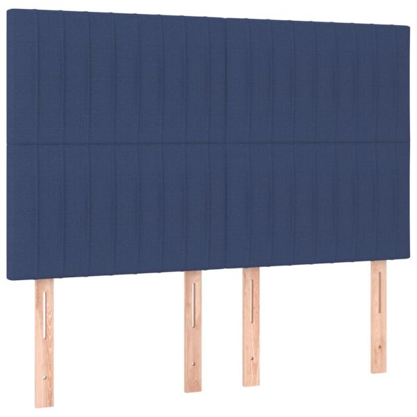 Боксспринг легло с матрак и LED, синьо, 140x200 см, плат