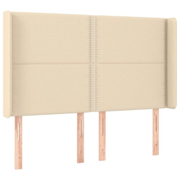 Боксспринг легло с матрак и LED, кремаво, 140x200 см, плат