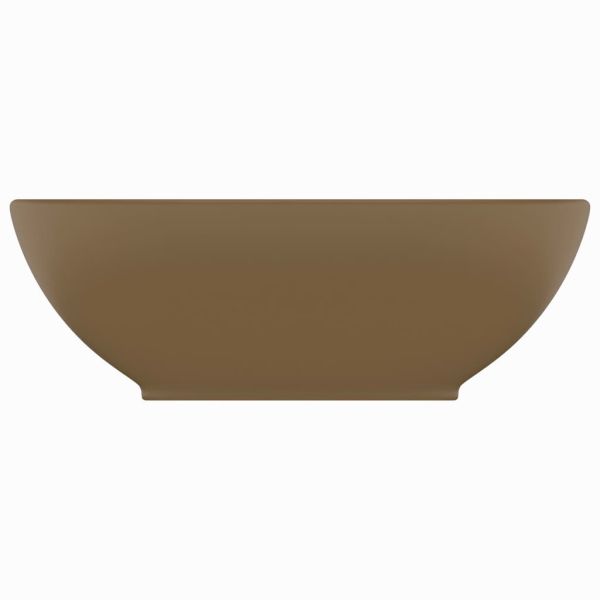 Луксозна овална мивка, матово кремава, 40x33 см, керамика