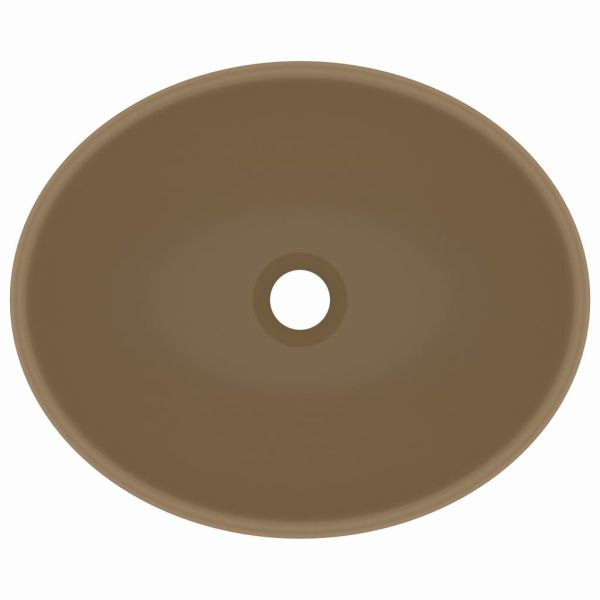 Луксозна овална мивка, матово кремава, 40x33 см, керамика