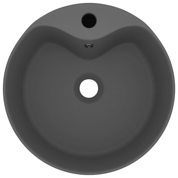 Луксозна мивка с преливник тъмносив мат 36x13 см керамика