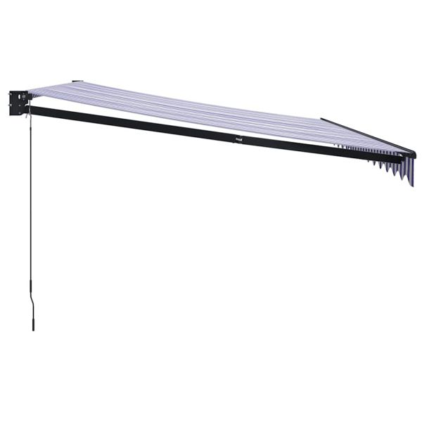 Прибираща се тента синьо и бяло 4,5x3 м плат и алуминий