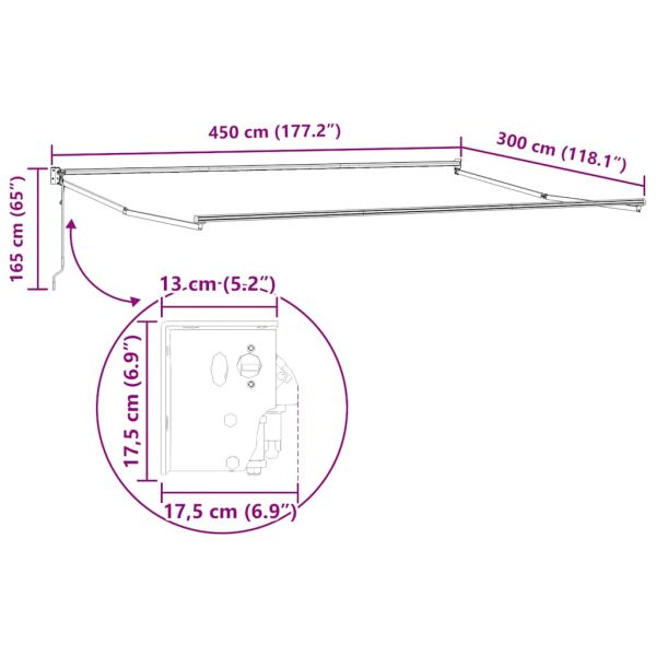 Автоматично прибираща се тента, оранжево и кафяво, 4,5x3 м