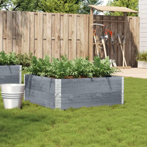 Градинска кашпа, сив, 100x100 см, борова дървесина масив