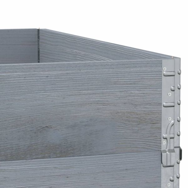 Градинска кашпа, сив, 100x100 см, борова дървесина масив