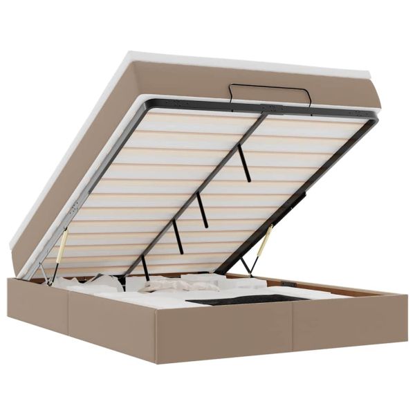 Османска легло с матрак, капучино, 140x200 см, изкуствена кожа