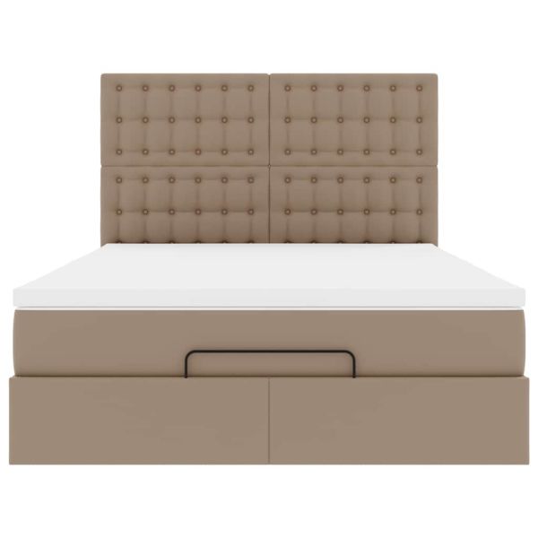 Османска легло с матрак, капучино, 140x200 см, изкуствена кожа