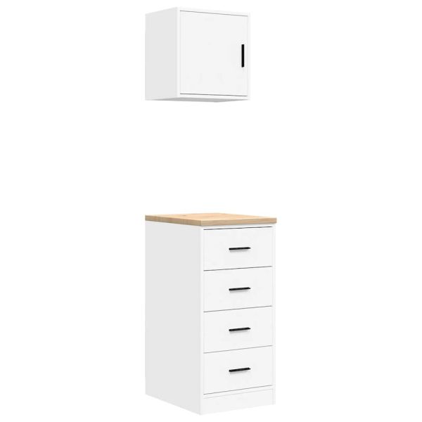 гаражни шкафове, 2 бр, бели, инженерно дърво