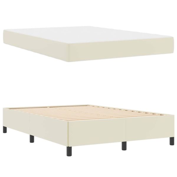 Рамка за легло с матрак Крем 140 x 190 cm текстил