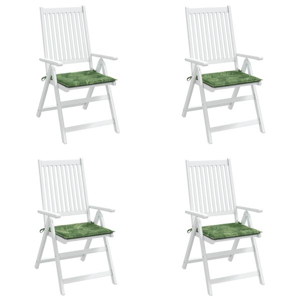 Възглавници за столове 4 pcs Зелен и бял 50 x 50 x 4 cm