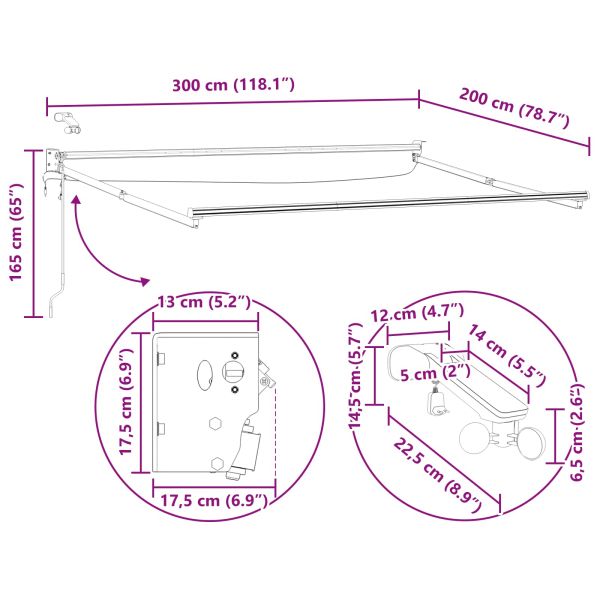 Електрическа разтегателна рамка за сенник Бял 3 x 2 m Алуминий