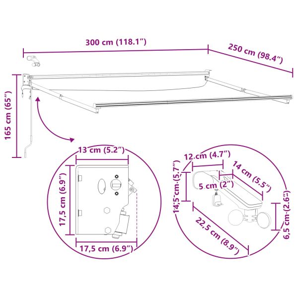 Електрическа разтегателна рамка за сенник Антрацит 3 x 2,5 m