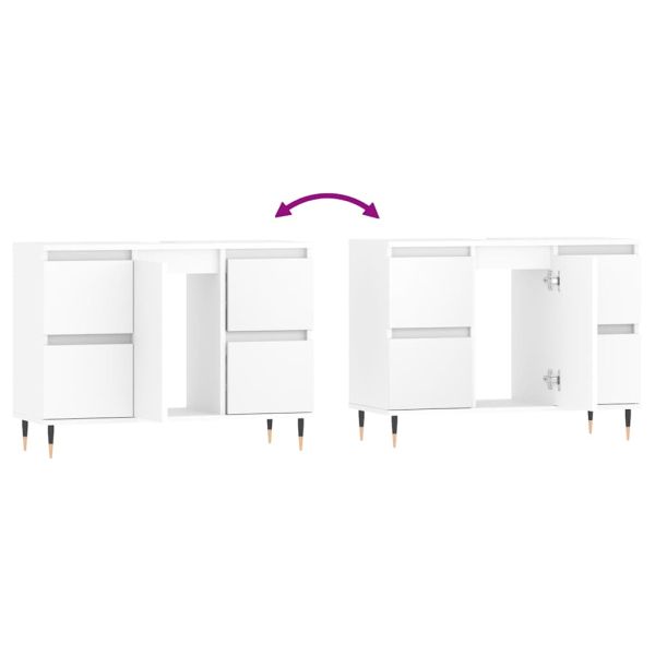 Шкаф за баня, бял, 80x33x60 см, инженерно дърво