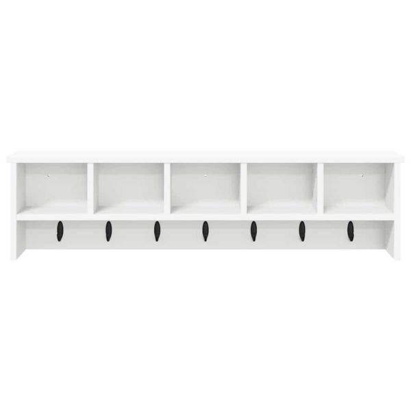 Стенен закачалка за палта Бяло 100 x 16 x 26 см Инженерно дърво