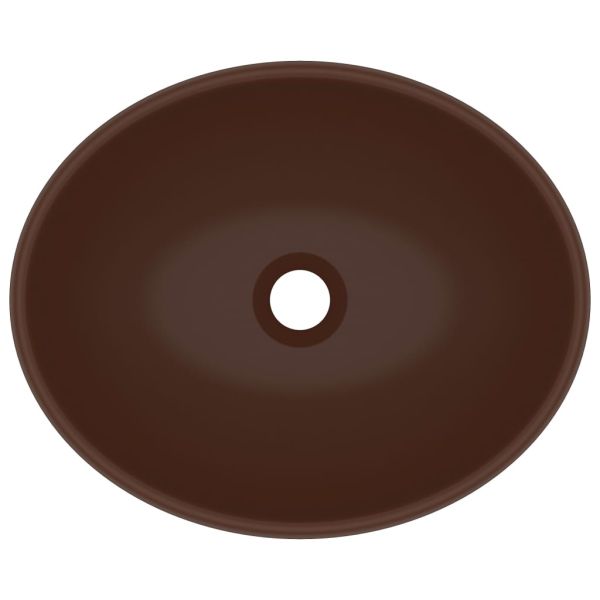 Луксозна овална мивка, матово тъмнокафява, 40x33 см, керамика
