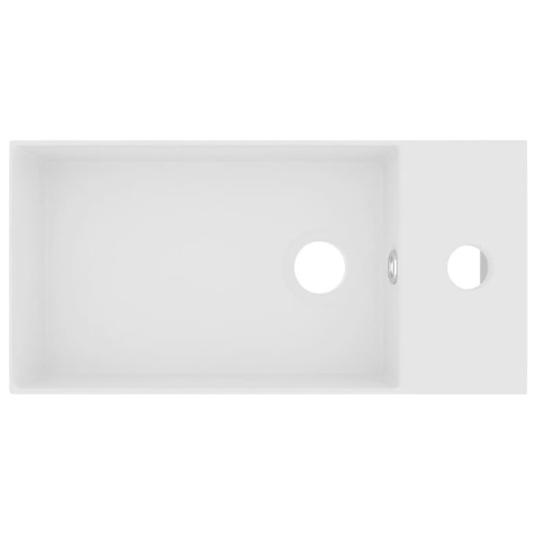 Мивка за баня с преливник, керамична, матово бяла