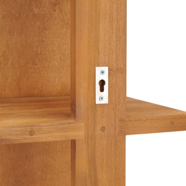 Стенно огледало с рафтове, 30x30x120 см, тиково дърво масив