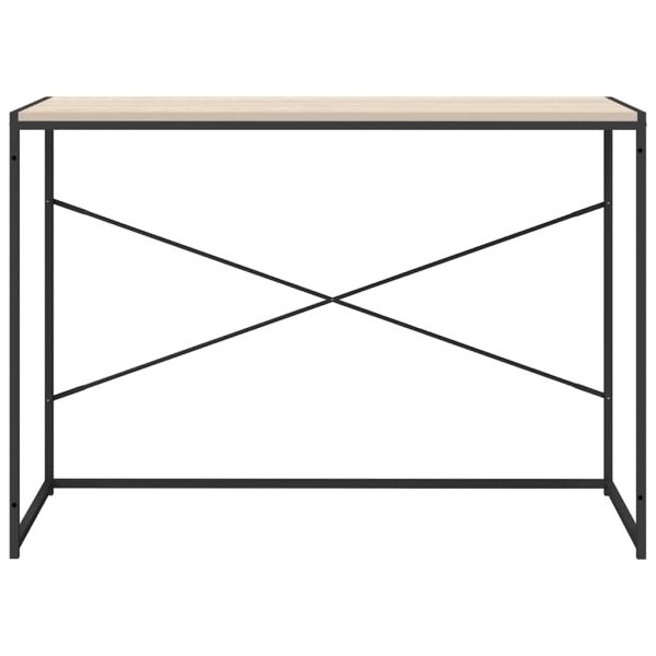 Компютърно бюро, черно и дъб, 110x60x70 см, инженерно дърво