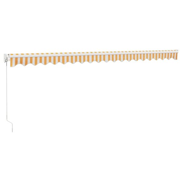 Прибираща се тента жълто и бяло 5x3 м плат и алуминий