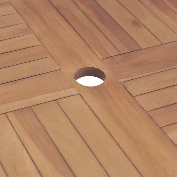 Градински трапезен комплект, 5 части, тиково дърво масив