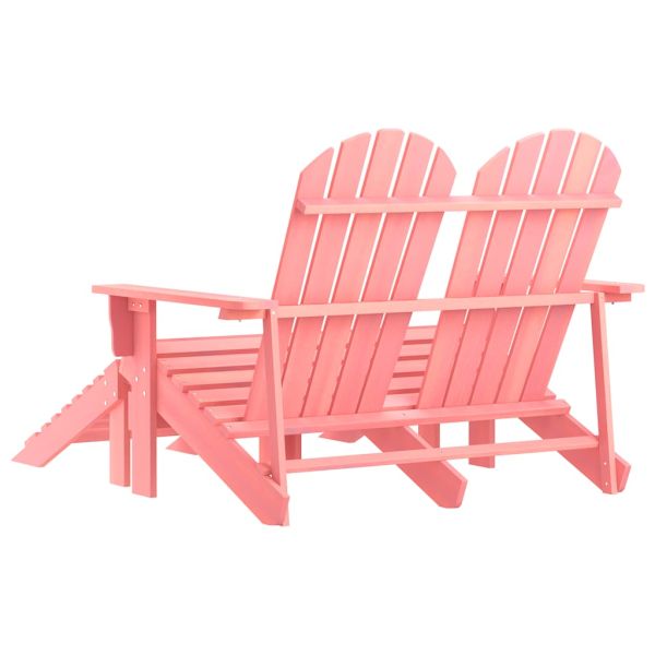 2-местен градински стол/табуретка "Адирондак", чам, розов