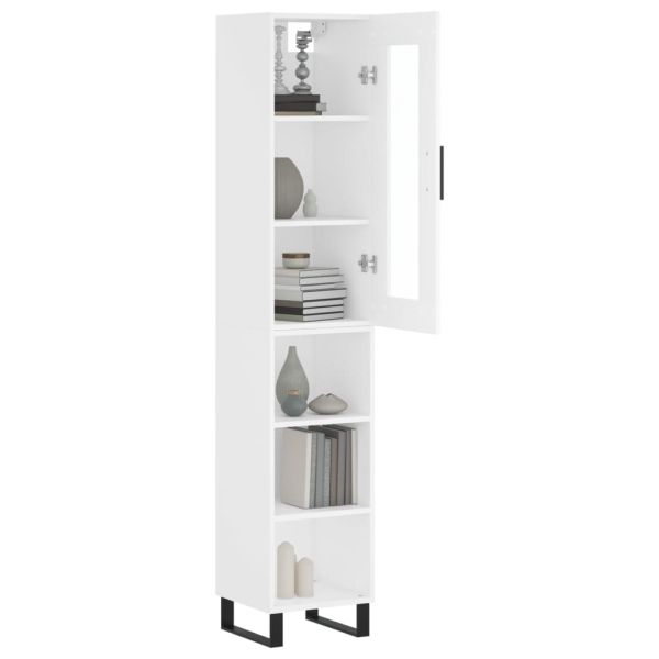 Висок шкаф, бял, 34,5x34x180 см, инженерно дърво