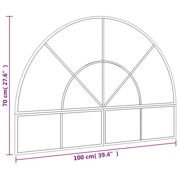 Стенно огледало, черно, 100x70 см, арка, желязо