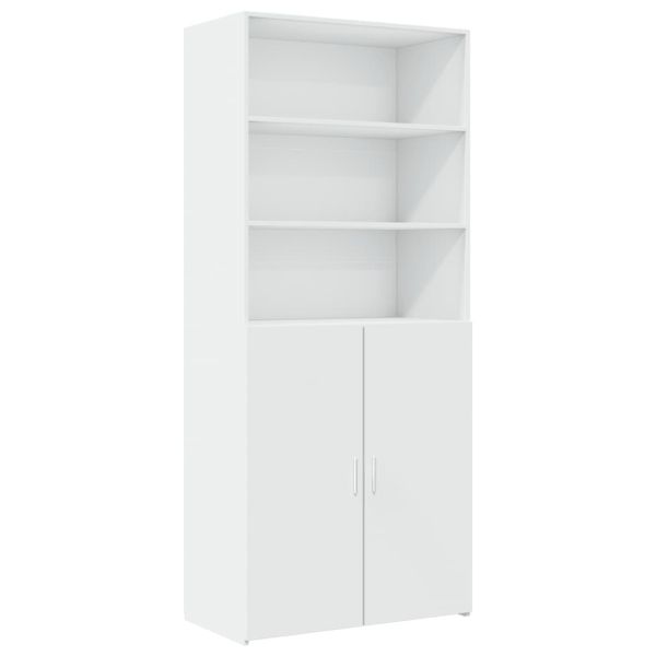 Висок шкаф, бял, 80x42,5x249 см, инженерно дърво