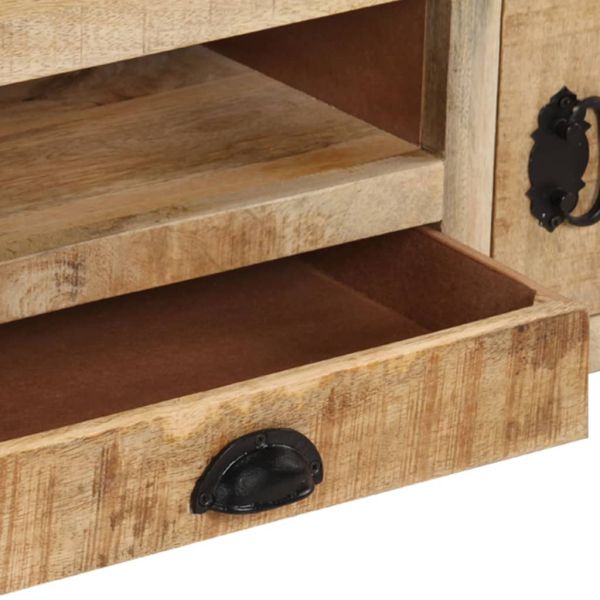 ТВ шкаф с колелца, 110x30x37 cм, грубо мангово дърво