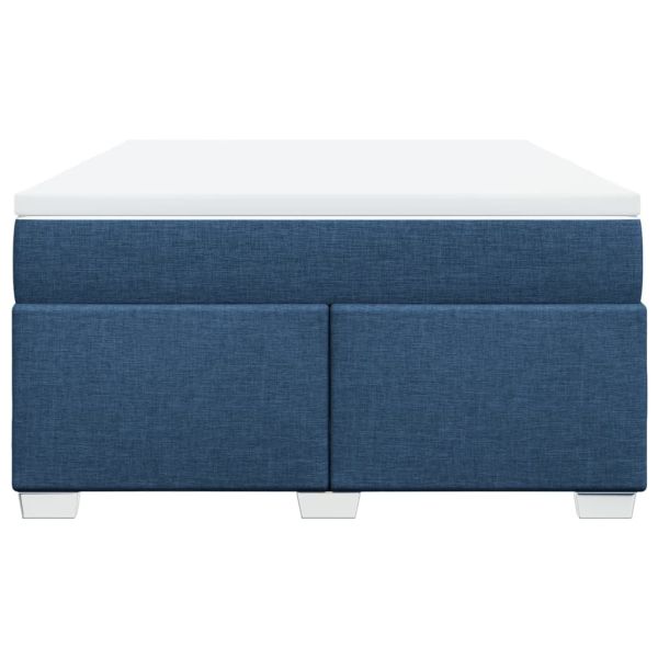 Боксспринг легло с матрак, синьо, 140x200 см, плат