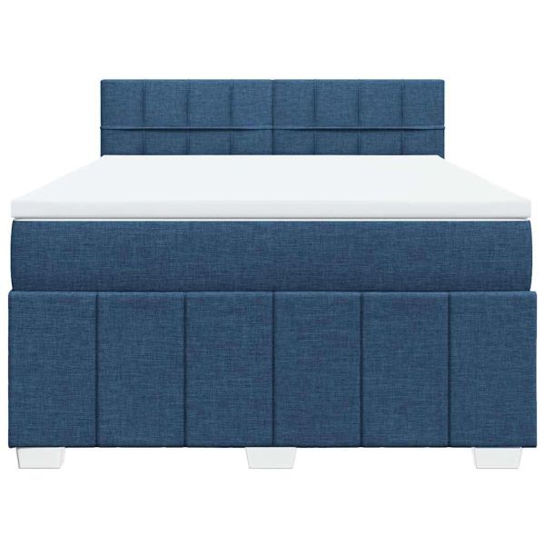 Боксспринг легло с матрак, синьо, 140x200 см, плат